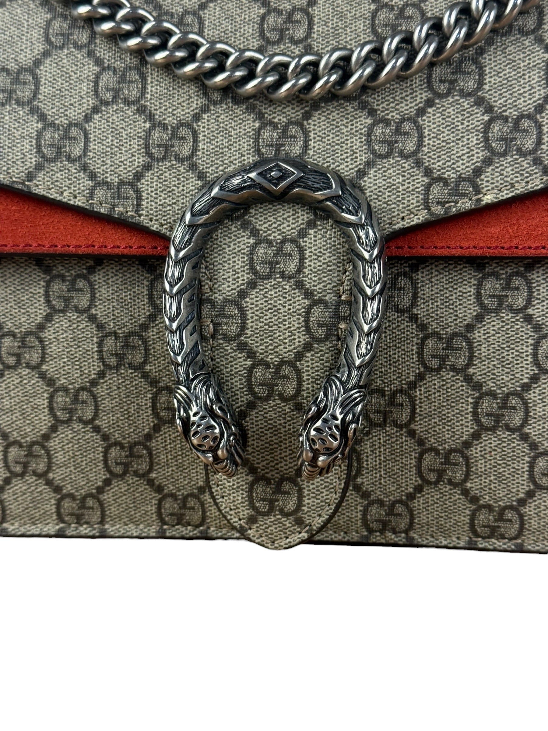 Gucci Red/Beige Dionysus GG Supreme Shoulder Bag