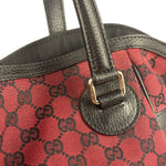 Gucci Red/Black Leather Trim GG Full Moon Tote