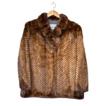 Fur Flash Vintage Chevron Brown Fur Coat