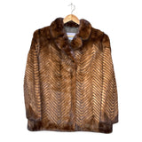 Fur Flash Vintage Chevron Brown Fur Coat