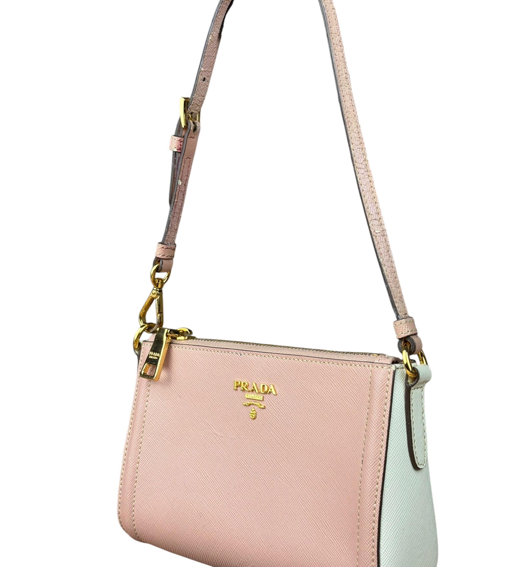 Prada Bicolor Saffiano Leather Mini Pochette