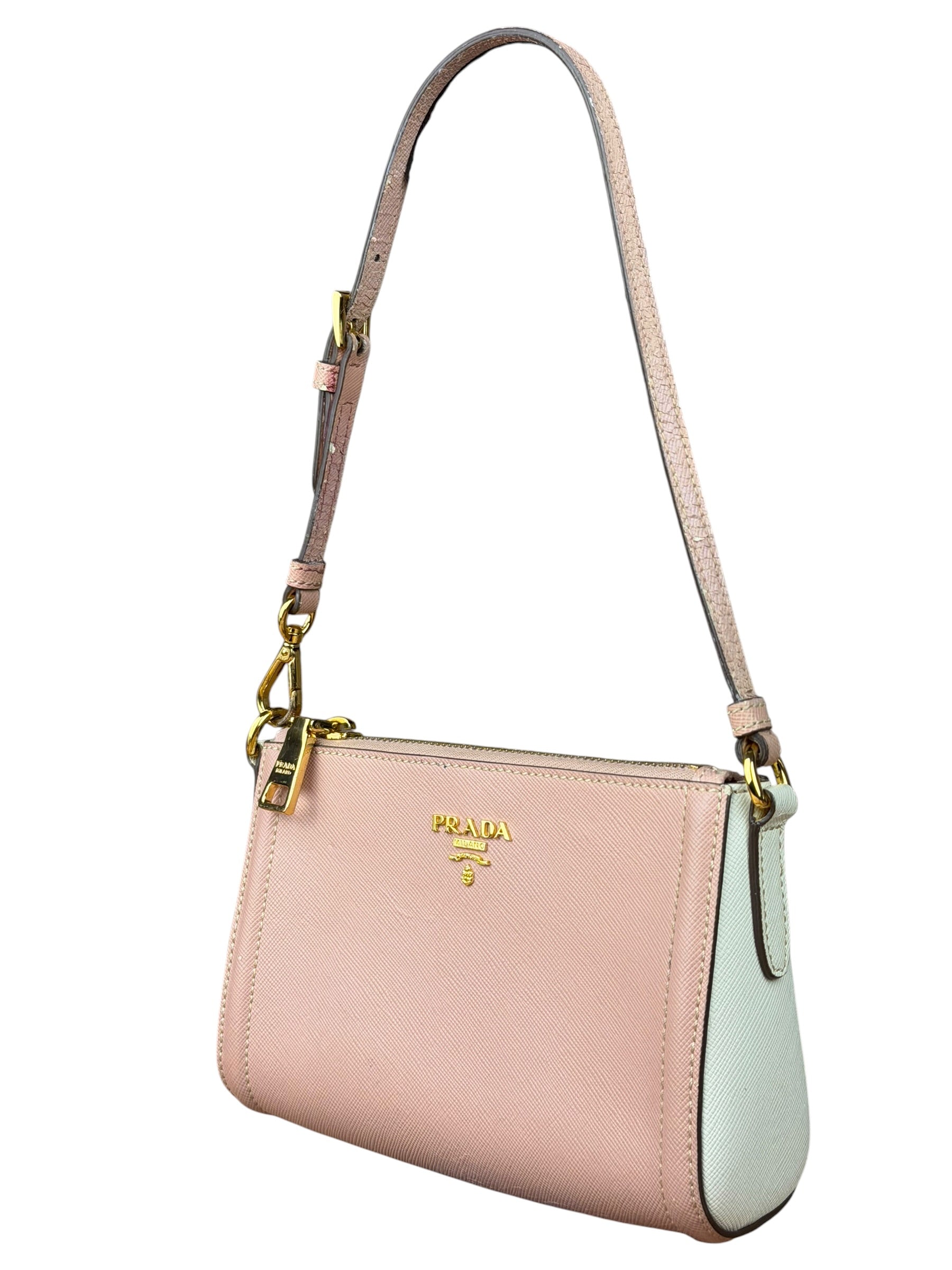 Prada Bicolor Saffiano Leather Mini Pochette