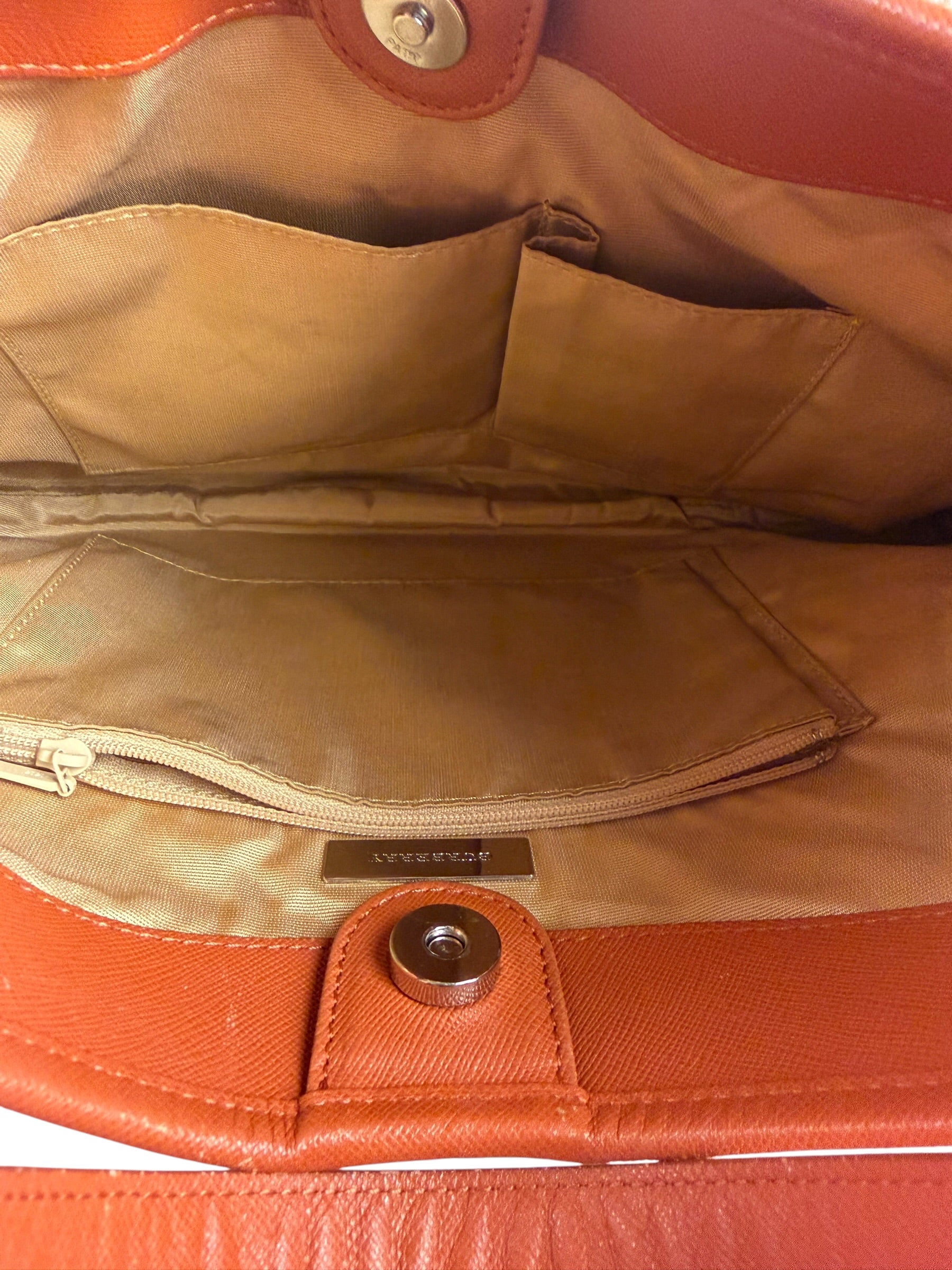 Burberry Orange Leather Trim Nova Check Hobo Bag