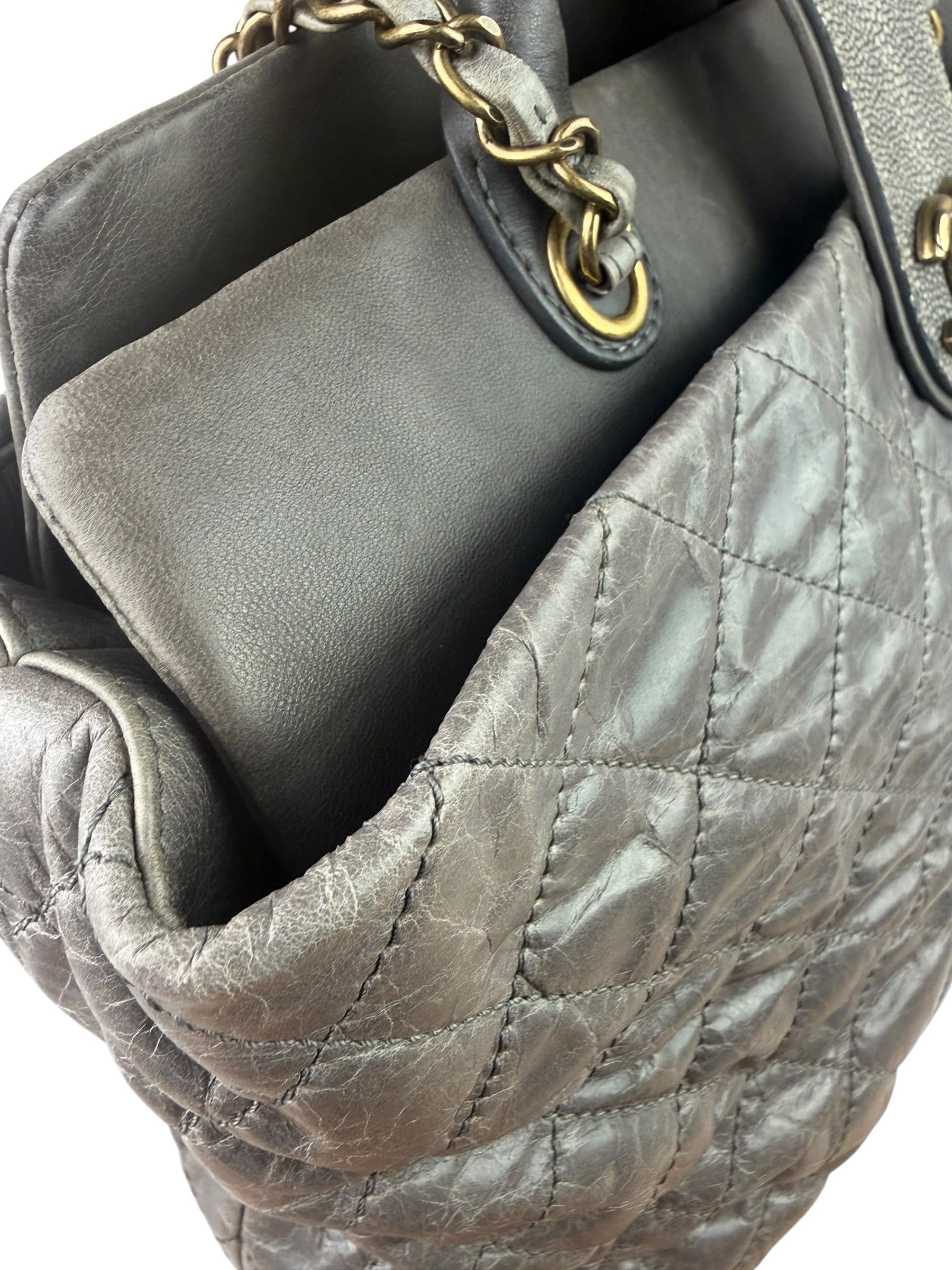 Chanel Grey Quilted Calfskin Paris-Bombay Bindi Two-Way Tote 2012