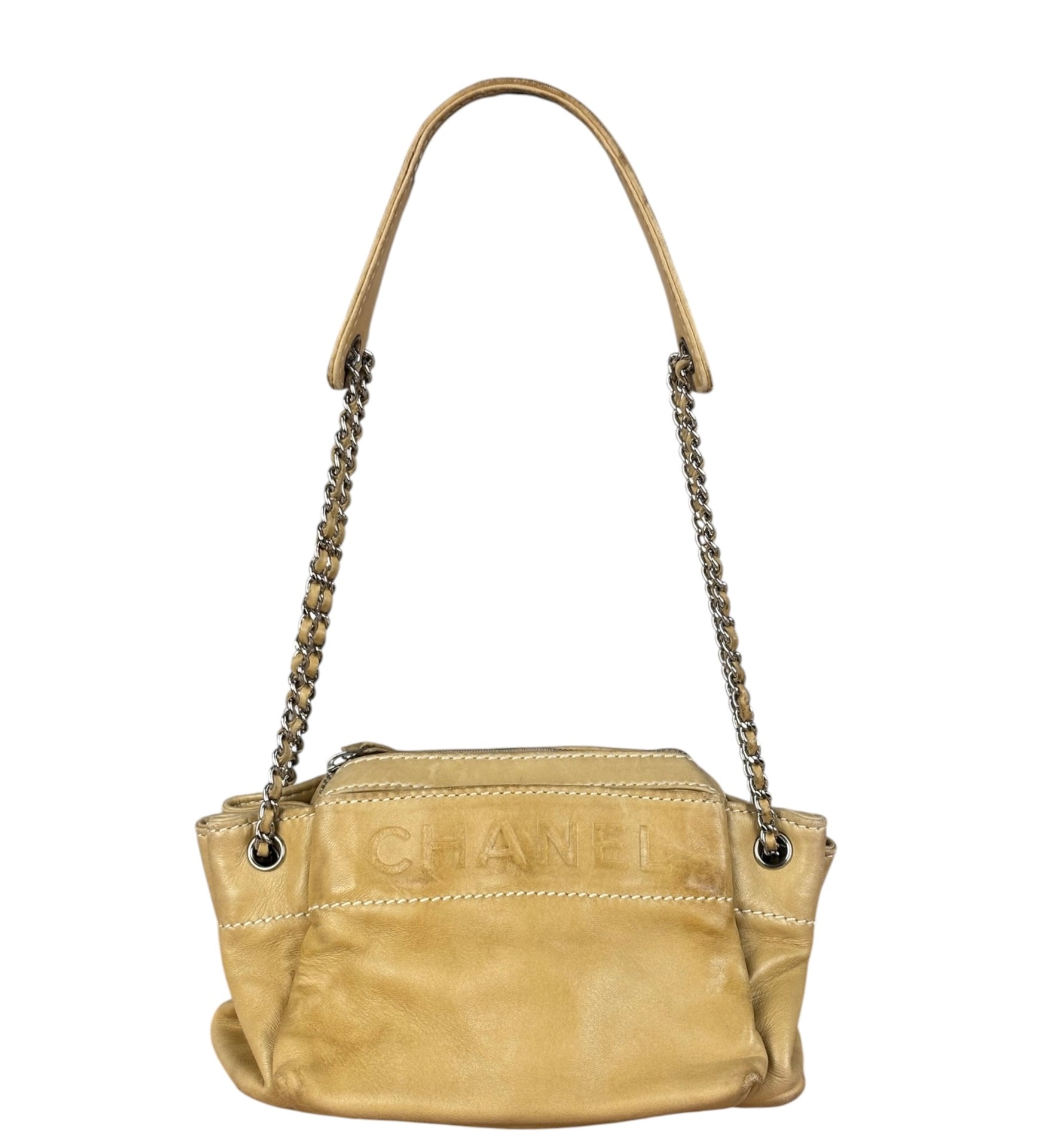 Chanel Warm Beige Leather LAX Accordion Shoulder Bag 2003
