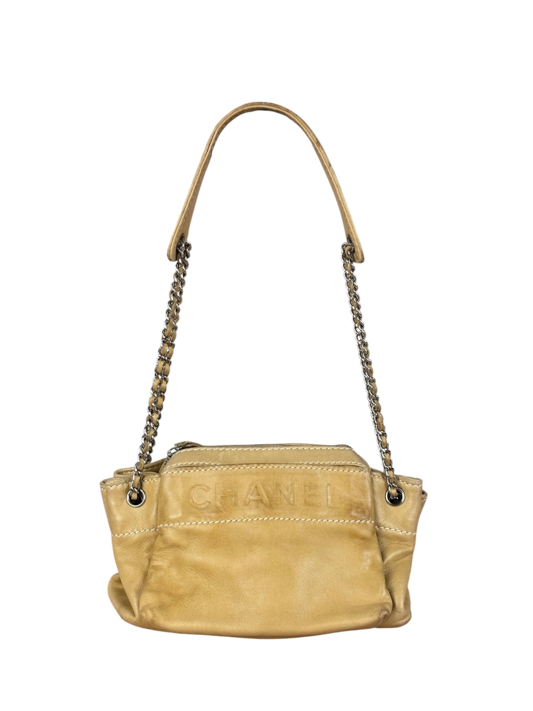 Chanel Warm Beige Leather LAX Accordion Shoulder Bag 2003