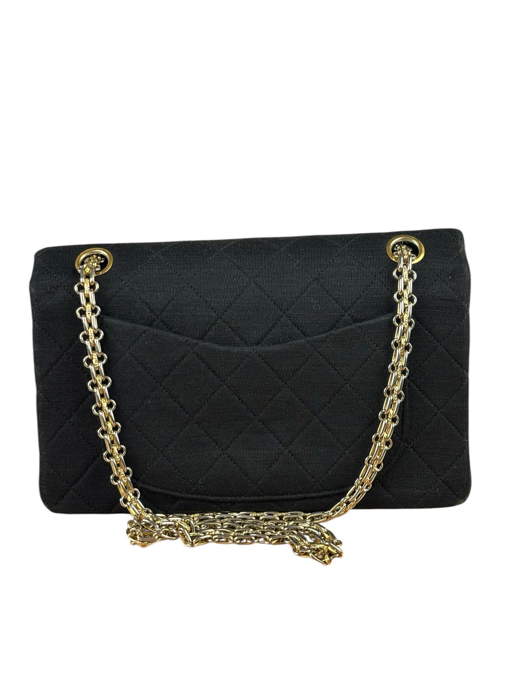 Chanel Classic Black Jersey Quilted Small Double Flap Bag 1988
