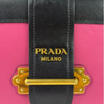Prada Pink/Black Saffiano Leather Trim Small Cahier Crossbody Bag