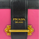Prada Pink/Black Saffiano Leather Trim Small Cahier Crossbody Bag