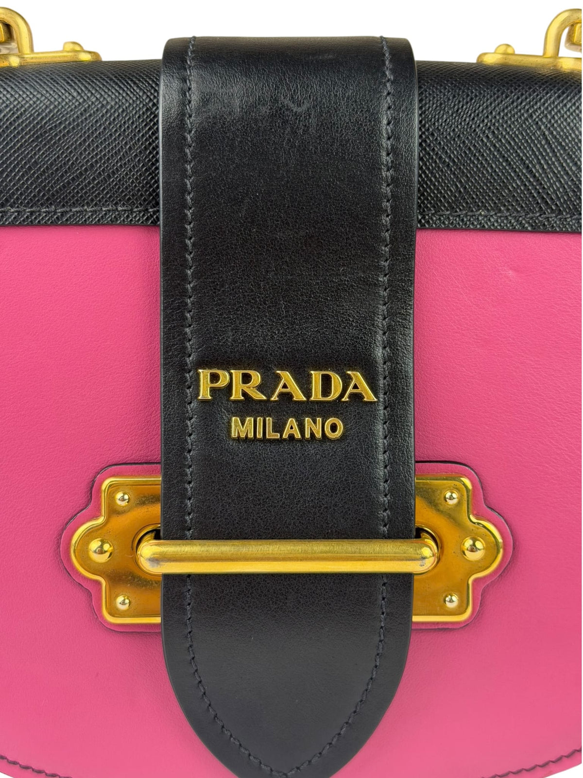 Prada Pink/Black Saffiano Leather Trim Small Cahier Crossbody Bag