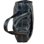 Chanel Vintage Black Leather Wild Stitch Bowler Shoulder Bag 2001