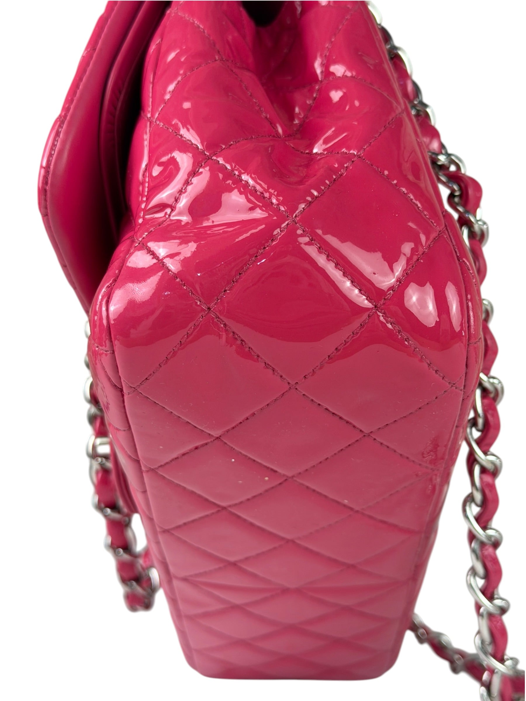 Chanel Hot Pink Large Patent Leather Double Flap Shoulder Bag 2014