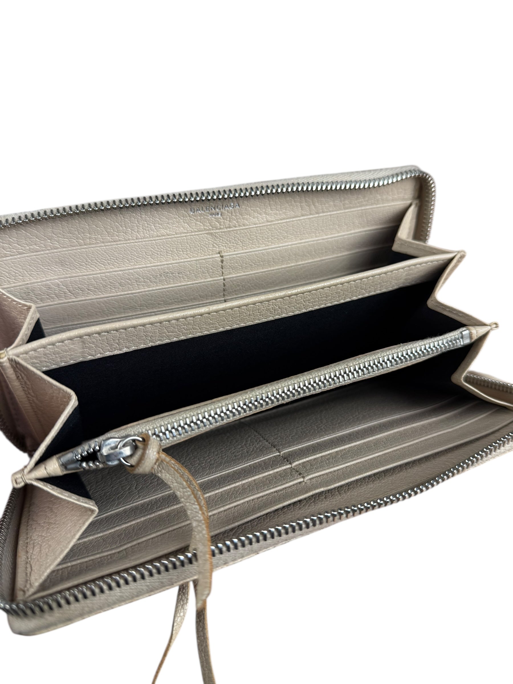 Balenciaga Beige Moto Zippy Wallet