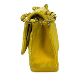 Chanel Yellow Quilted Velvet/Leather Double Flap Bag 2015