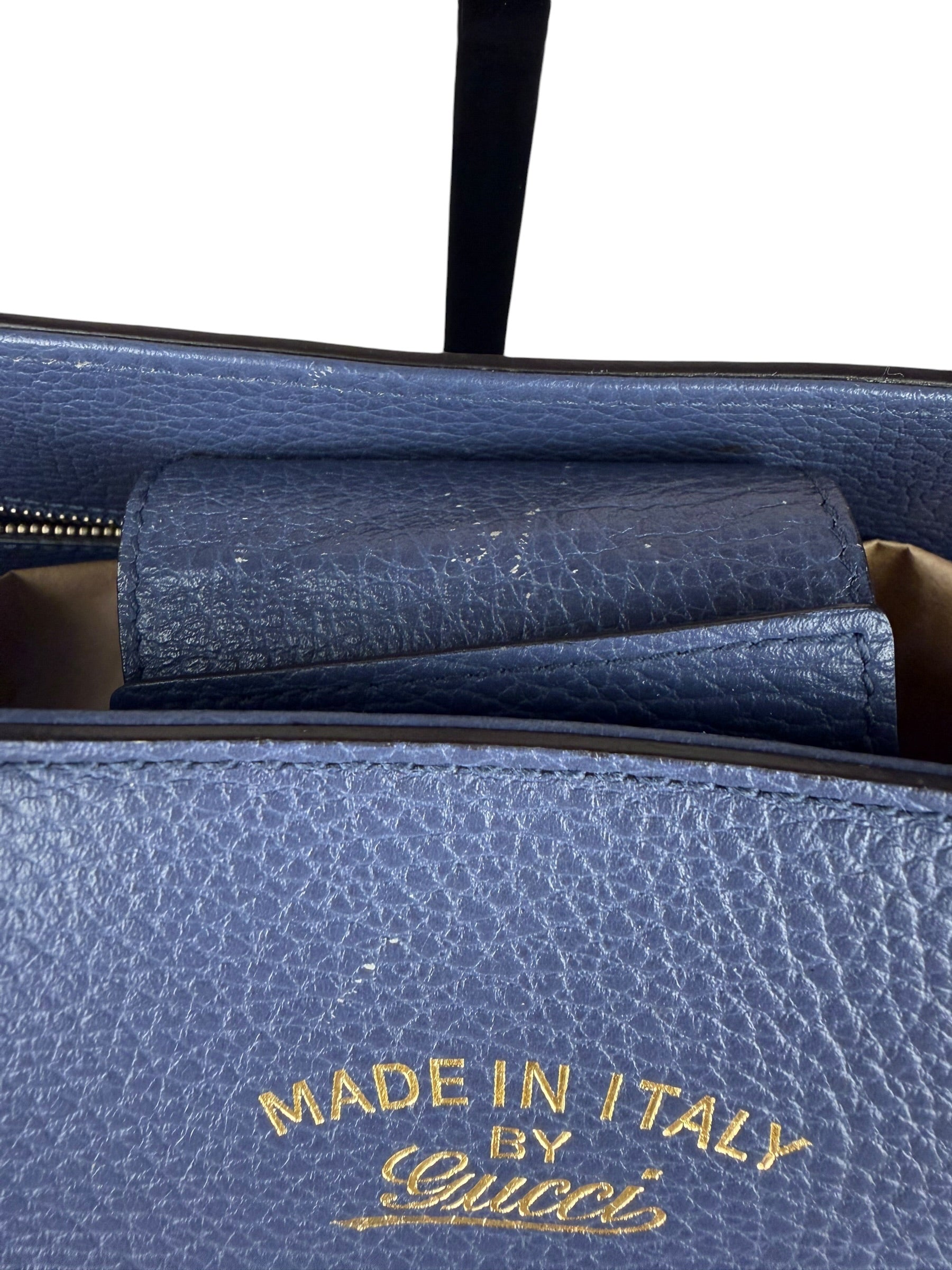 Gucci Navy Blue Swing Leather Tote Bag
