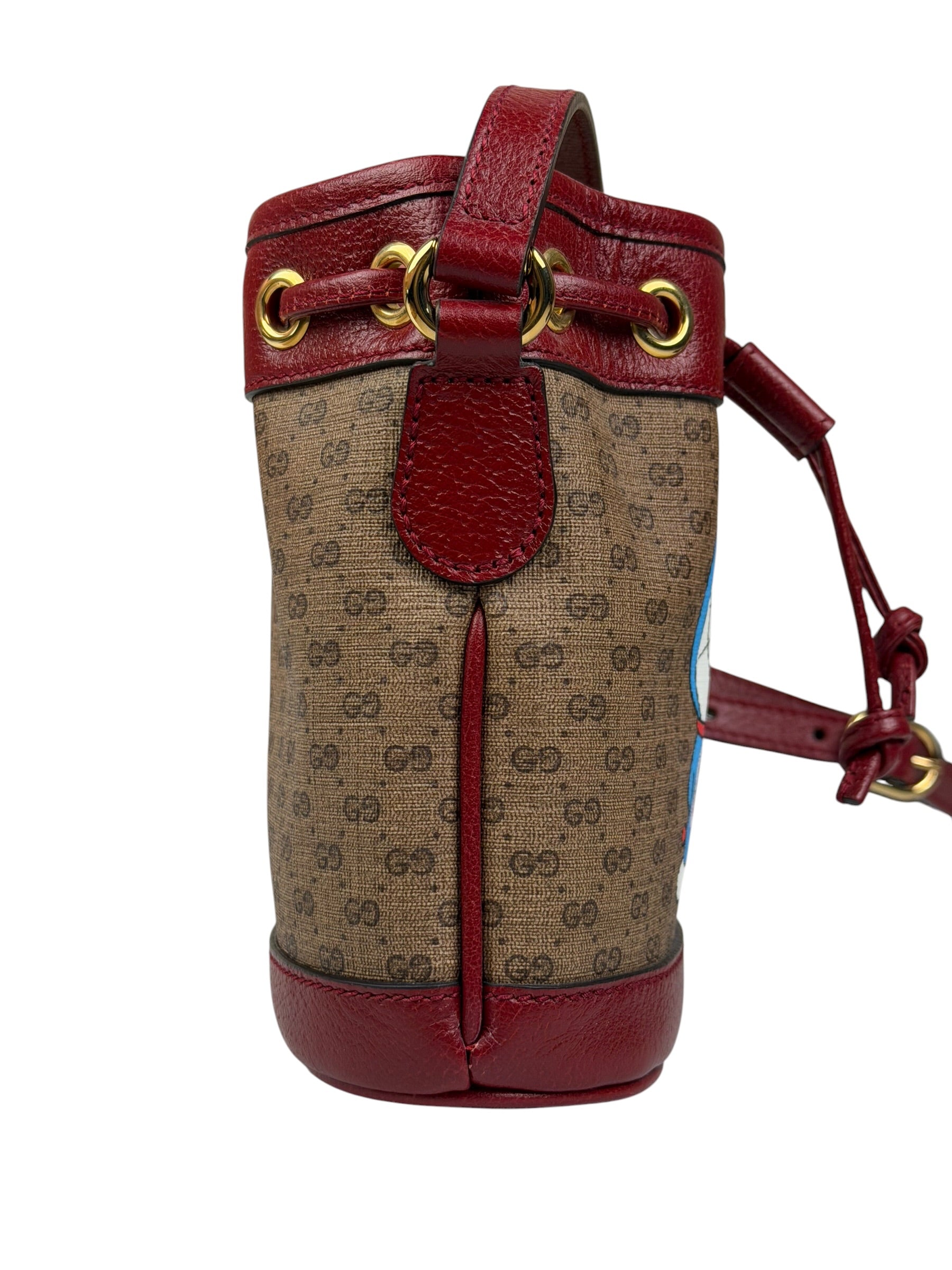 Gucci x Doraemon Bicolor Mini GG Supreme Bucket Bag
