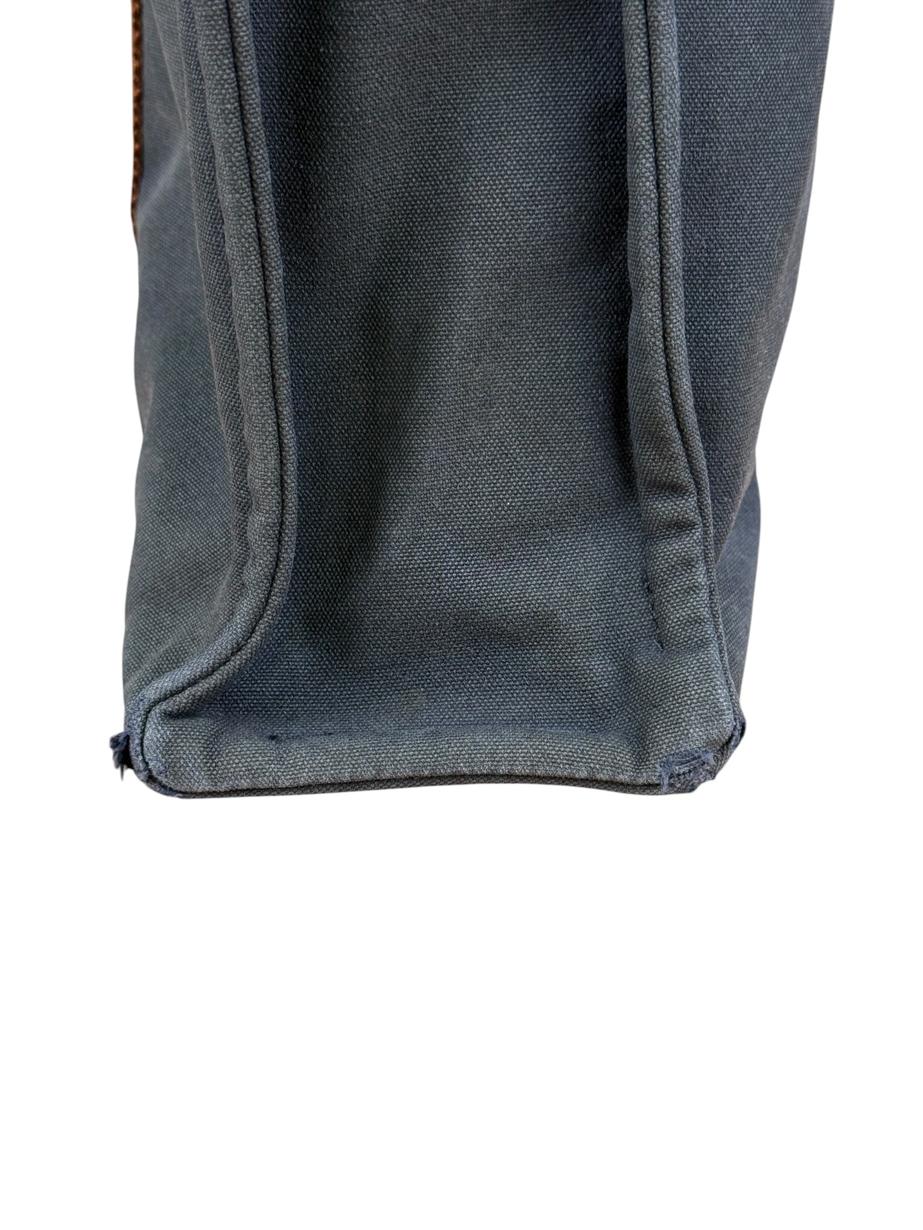 Hermes Vintage Blue/Brown Fourre-Tout Canvas Tote Bag MM