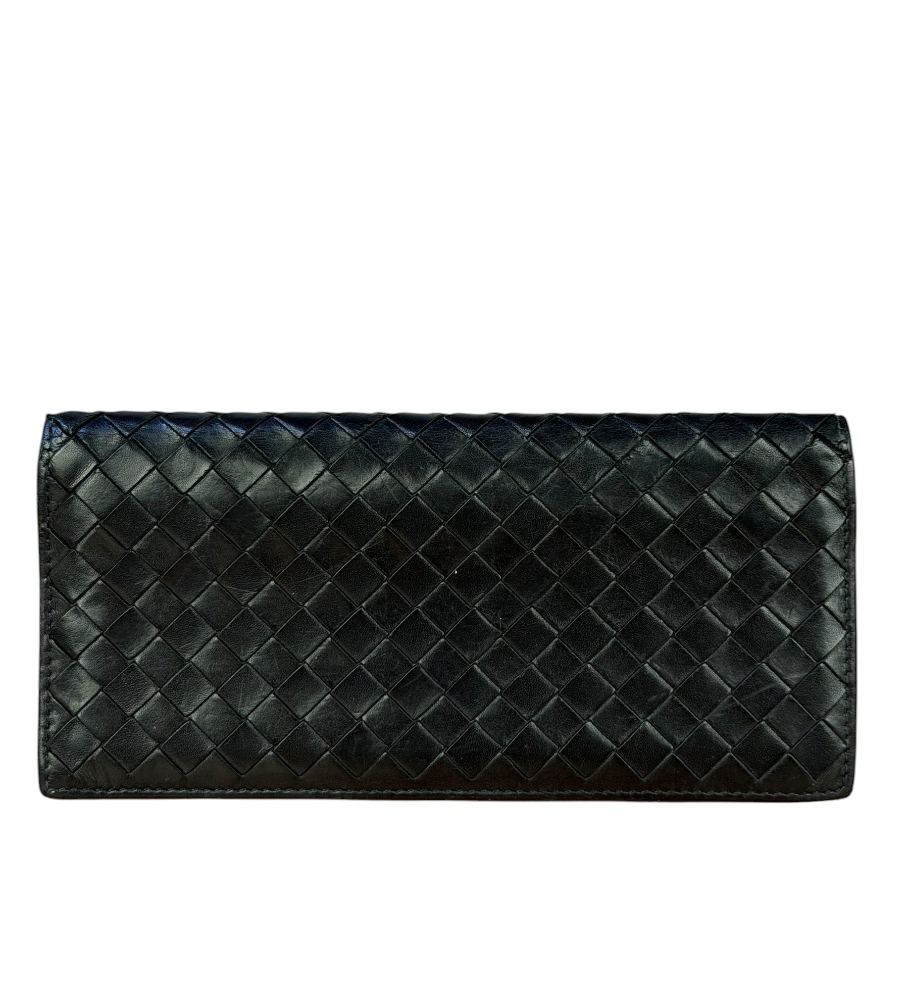 Bottega Veneta Black Intercciato Long Wallet
