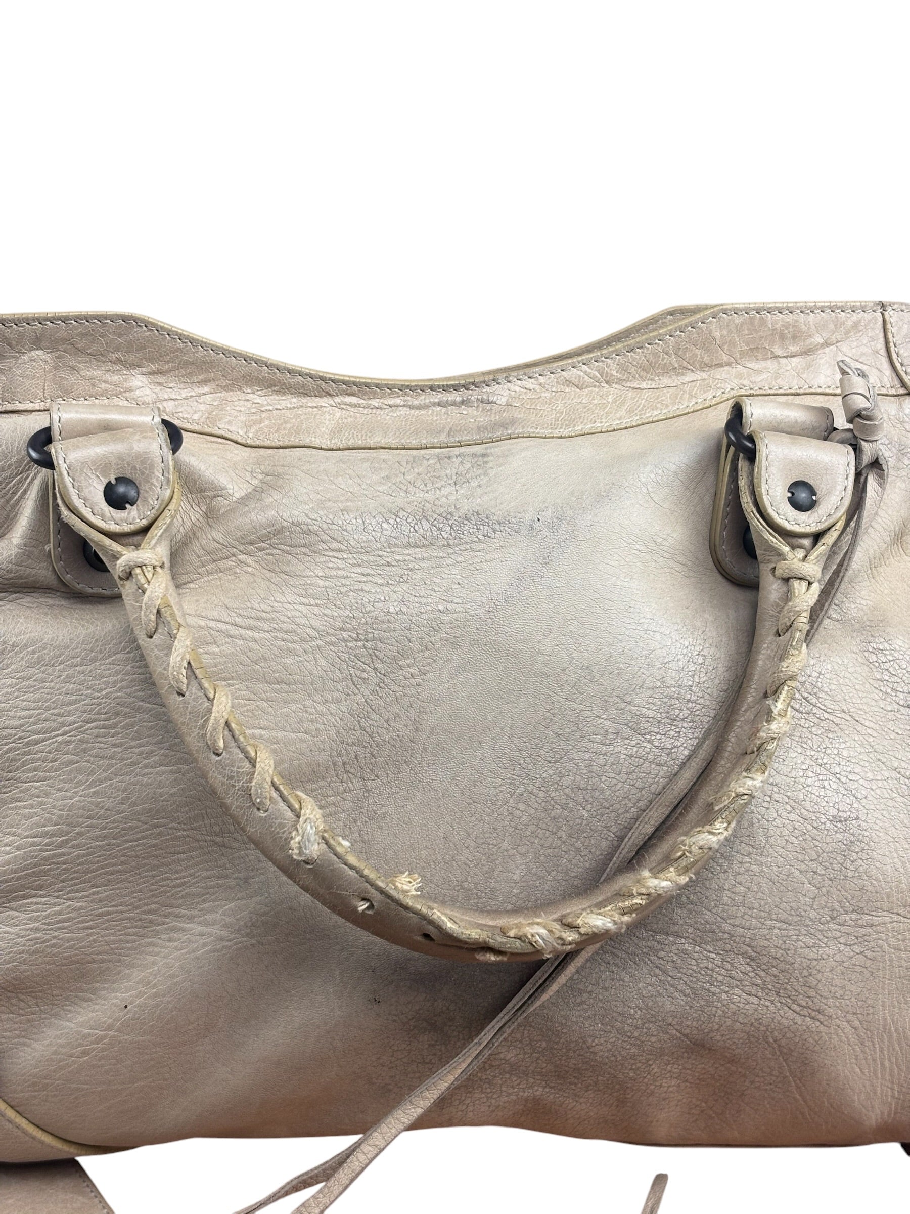 Balenciaga Vintage Almond Beige Leather Small City Two-Way Bag