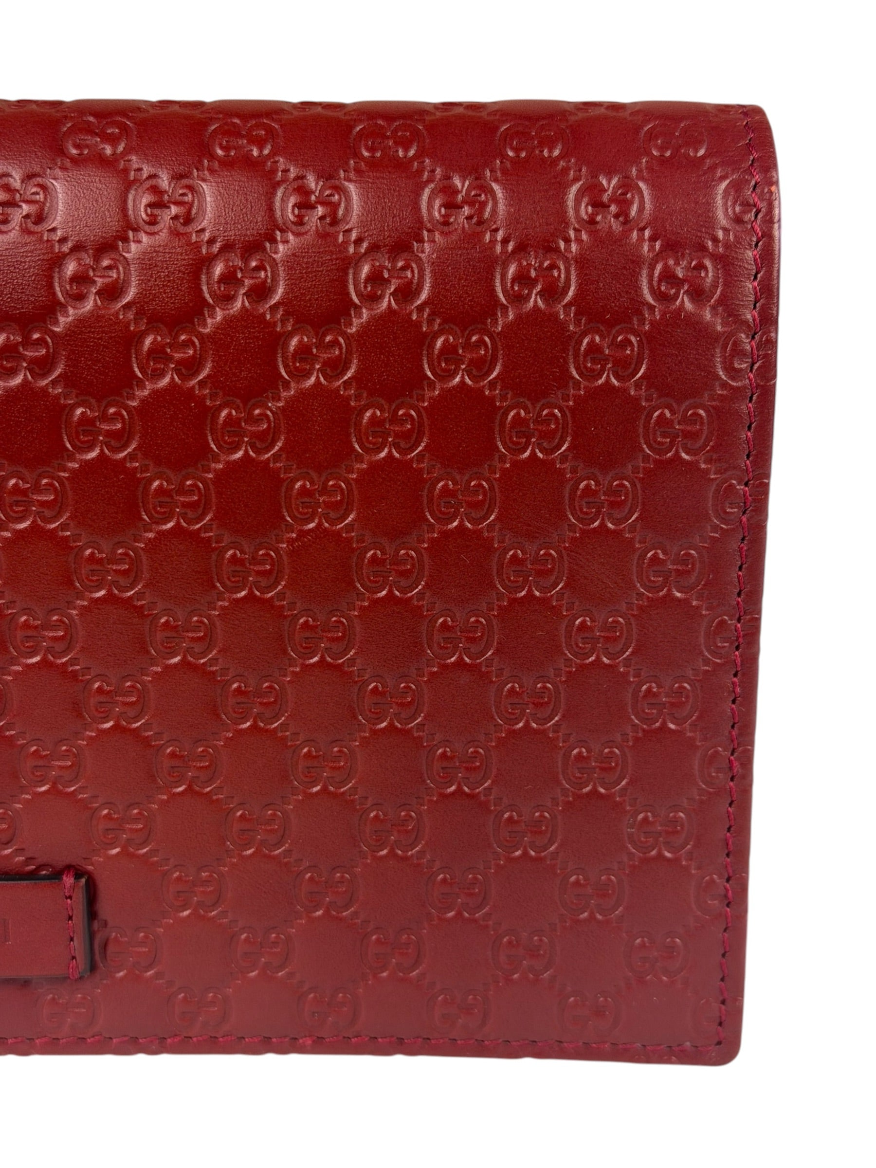 Gucci Red Micro GG Leather Crossbody Wallet