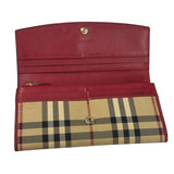 Burberry Red Leather House Check Continental Long Wallet