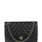 Chanel Black Lambskin Double Flap Bag 2017