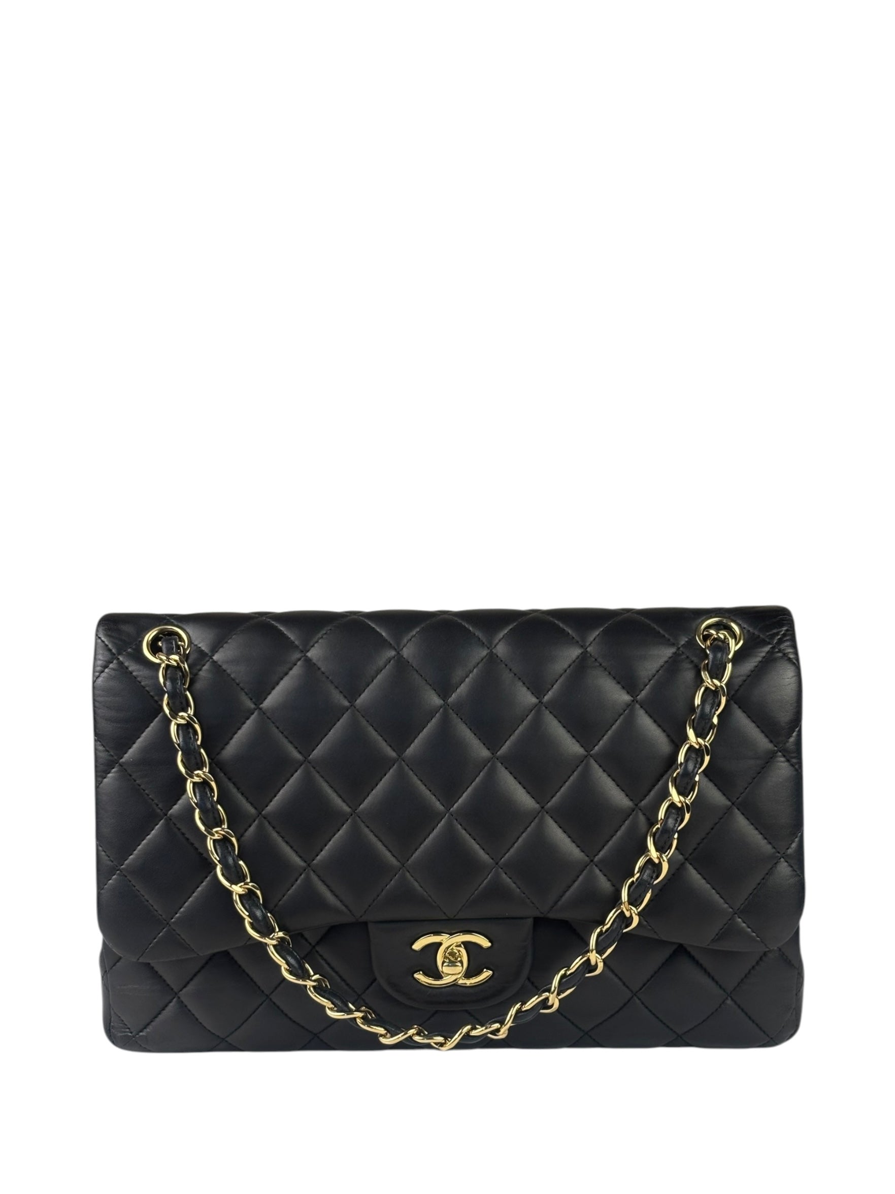 Chanel Black Lambskin Double Flap Bag 2017