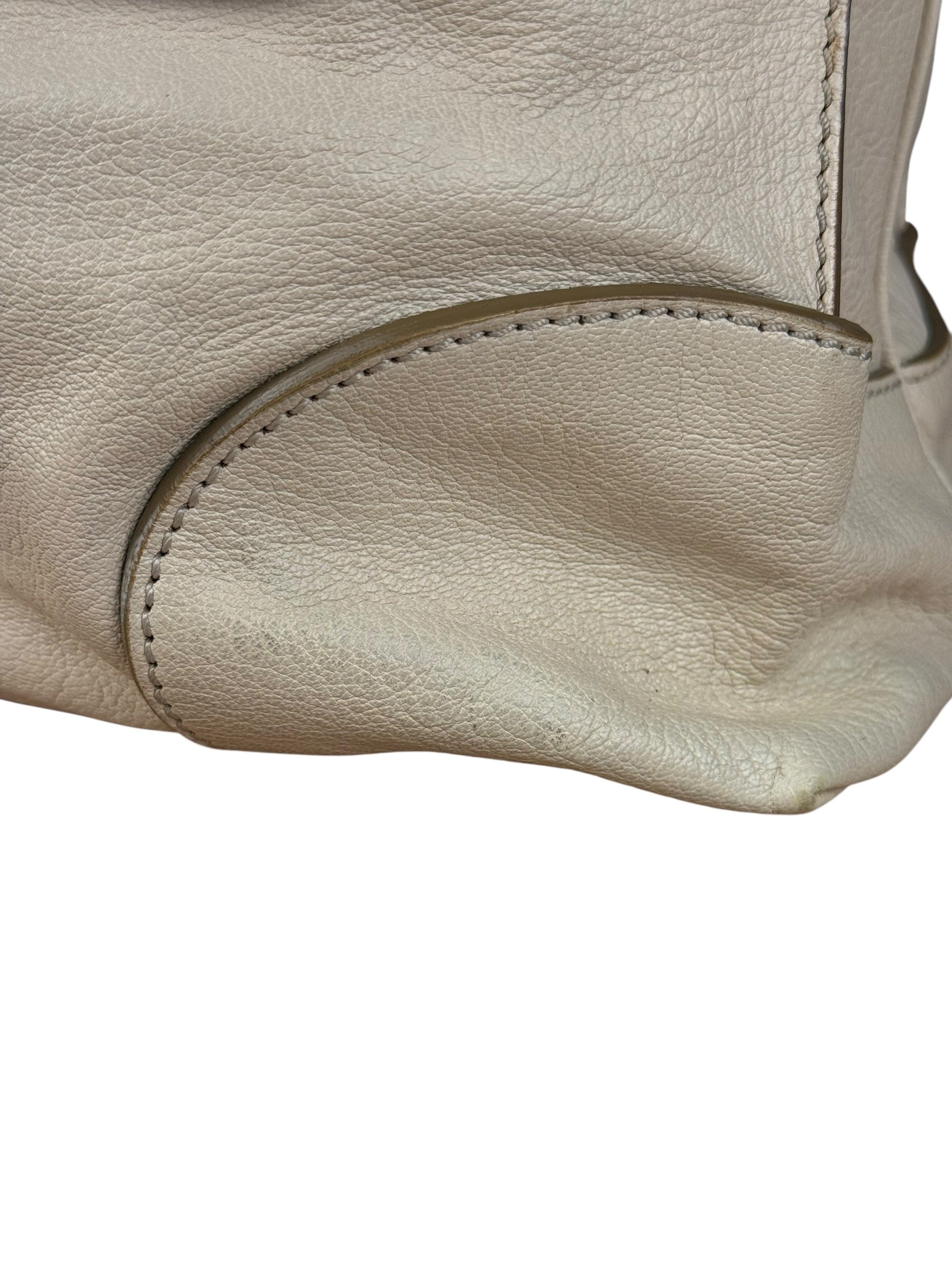 Celine Vintage Ivory Leather Boogie Handbag