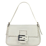 Fendi White Leather Selleria Baguette