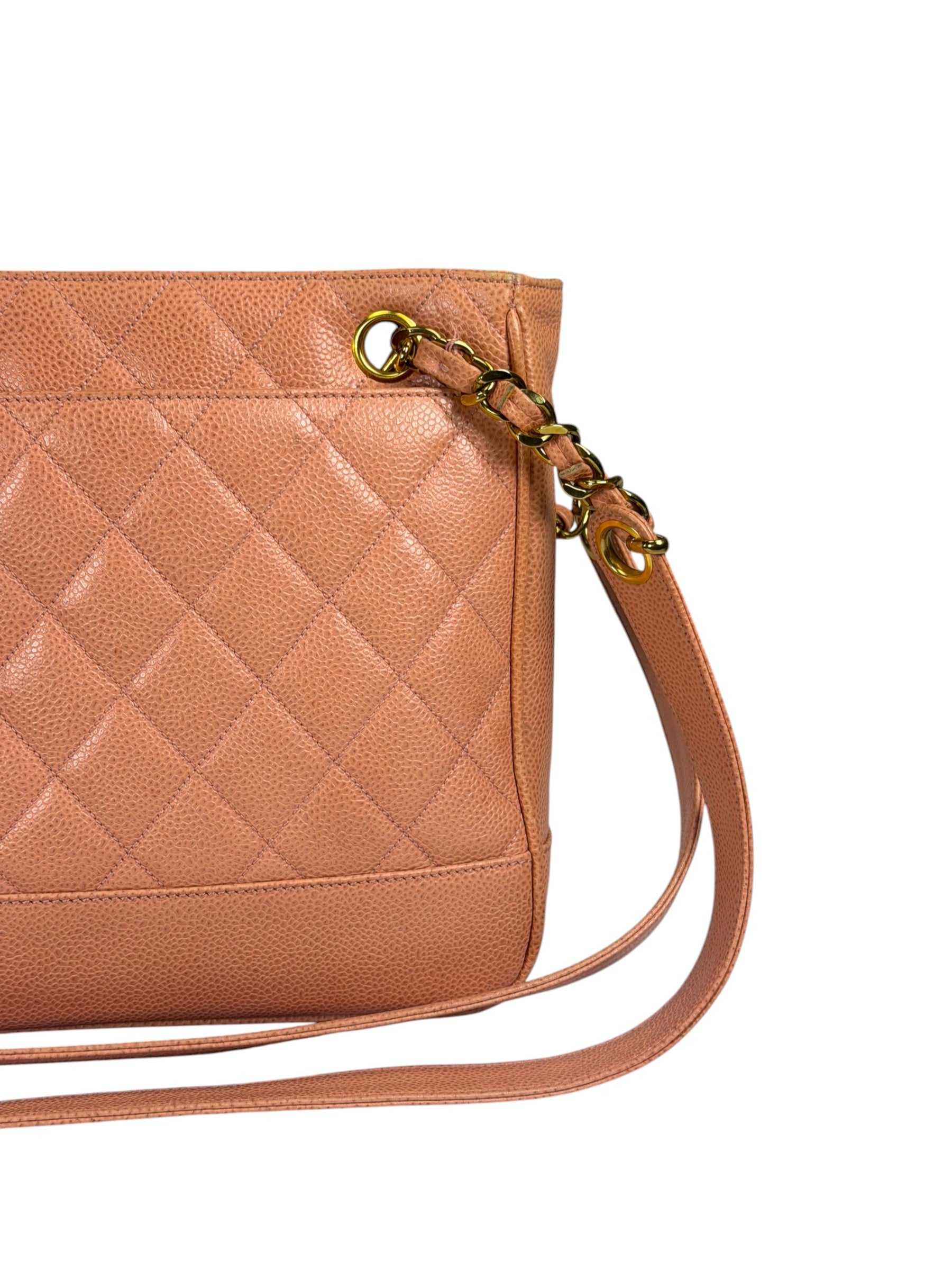Chanel Pink Caviar Quilted Leather Petit Timeless Tote Early 2000's