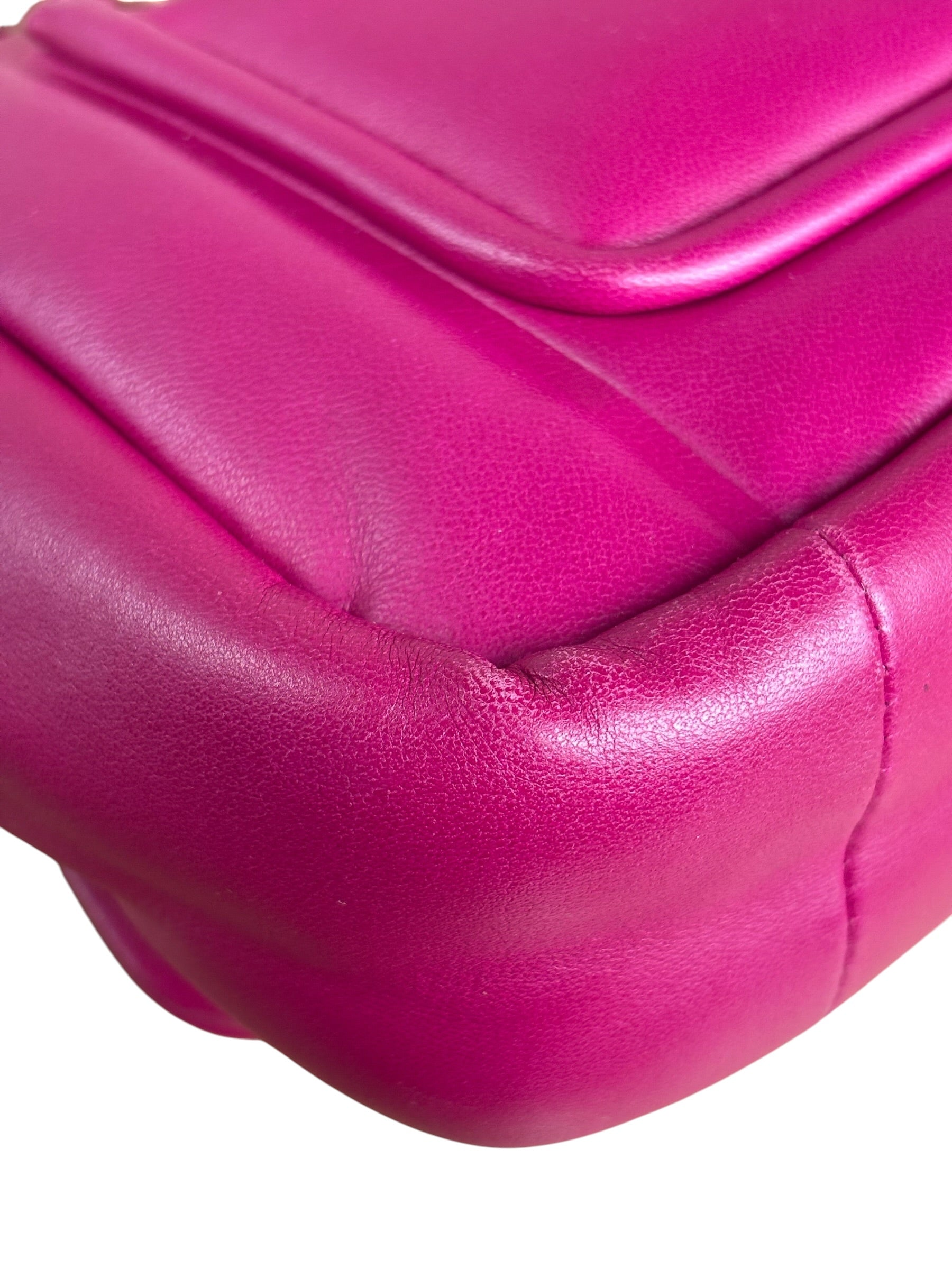 Chanel Fuchsia Pink Leather Puffy Flap Bag 2019