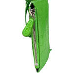 Balenciaga Neon Green Crocodile-Embossed Coin/Card Holder