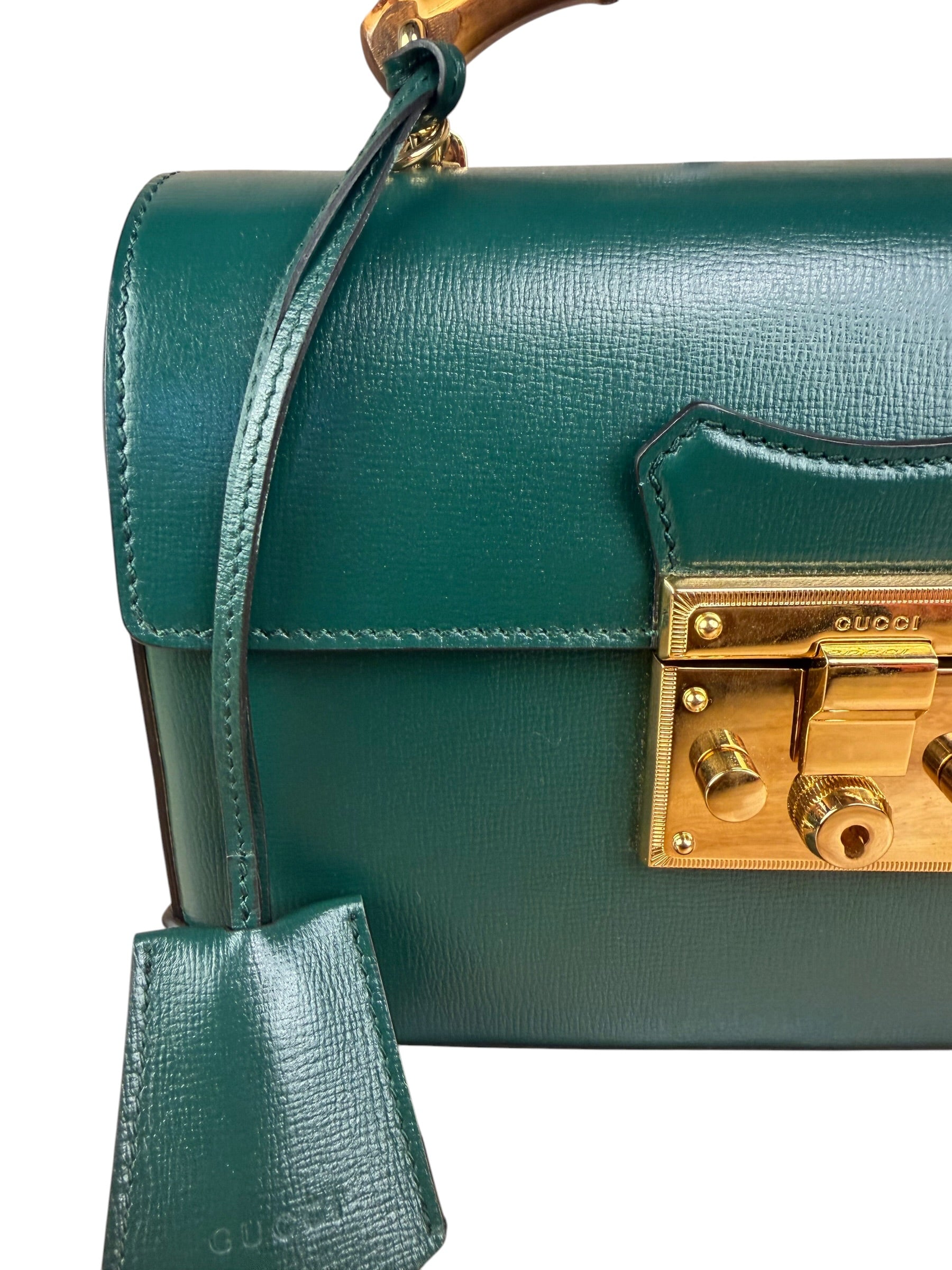Gucci Green Padlock Bamboo Handle Handbag