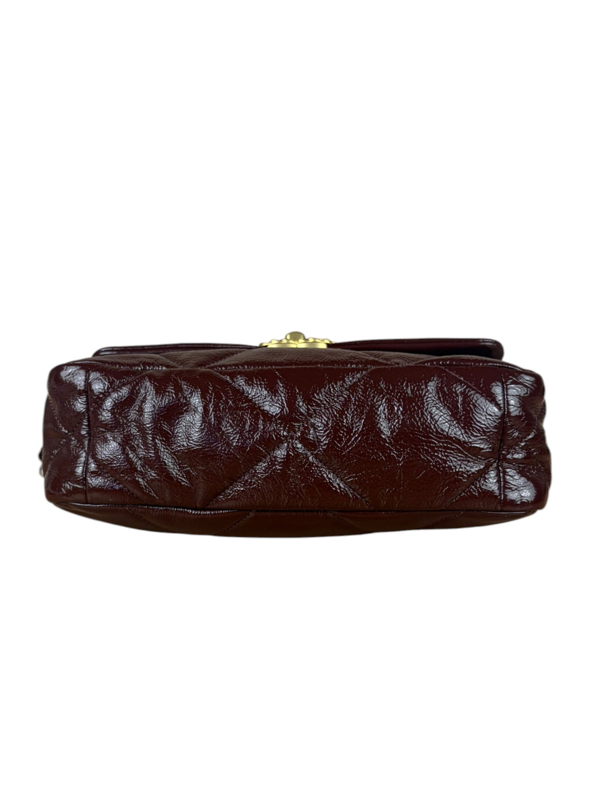 Chanel 19 Burgundy Quilted Patent Leather Two-Way Flap Bag 2020