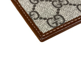 Gucci Brown Leather Trim GG Supreme Card Holder