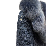 Vintage Navy Blue Persian Lamb Fur Long Coat