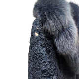 Vintage Navy Blue Persian Lamb Fur Long Coat