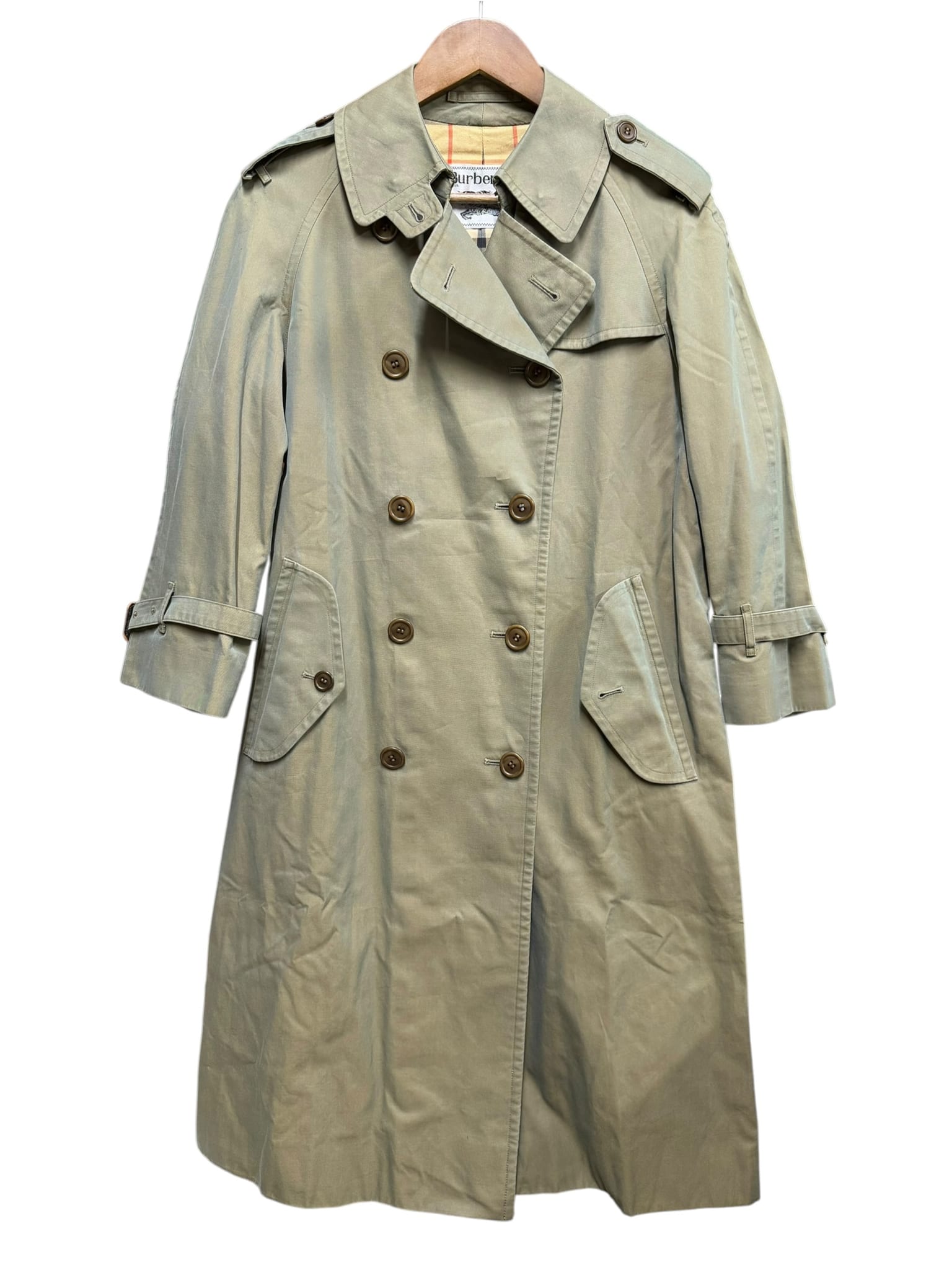 Burberry Vintage Sage Green Trench Coat