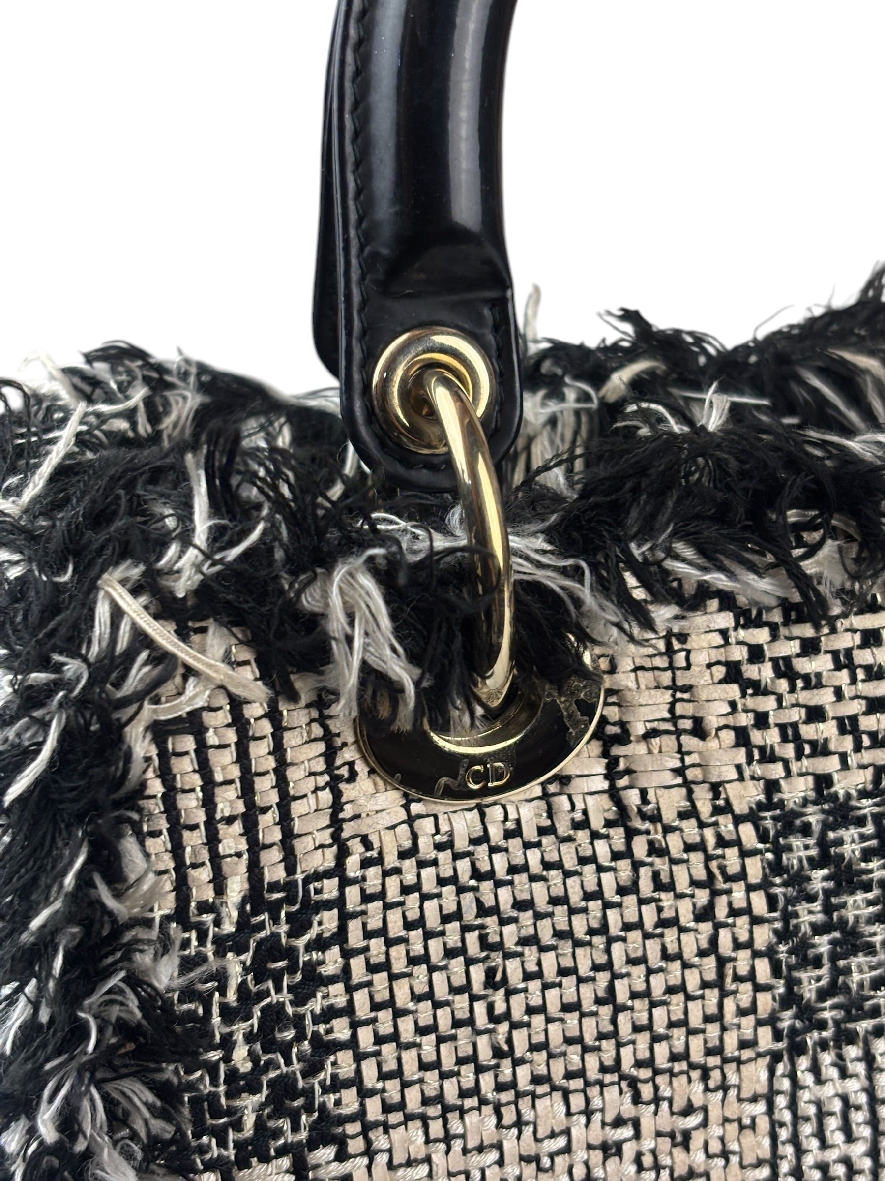 Christian Dior Black/White Tweed Lady Dior Two-Way Bag