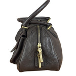 Burberry Vintage Brown Pebbled Leather Double Pocket Satchel Handbag