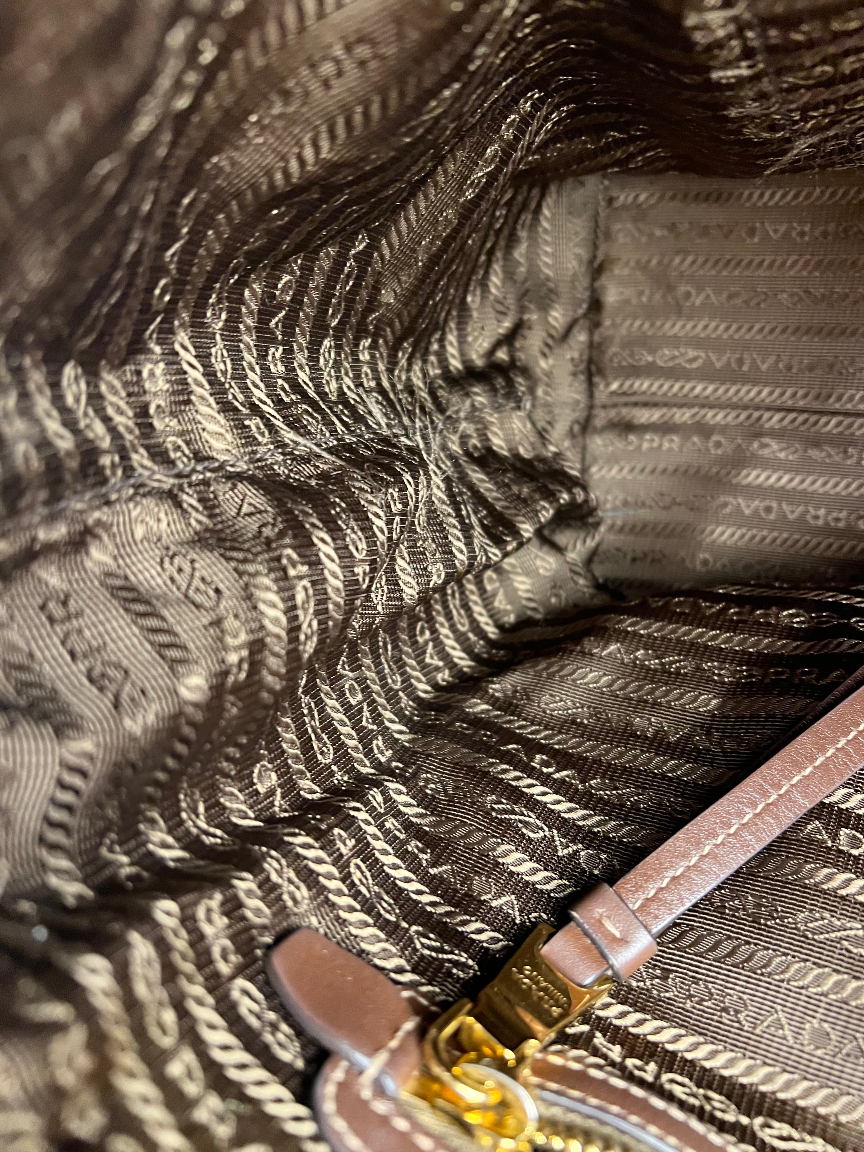 Prada Vintage Jacquard Logo Tote Brown