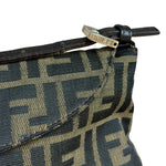 Fendi Brown Leather Trim Zucca FF Monogram Baguette