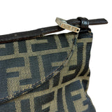 Fendi Brown Leather Trim Zucca FF Monogram Baguette