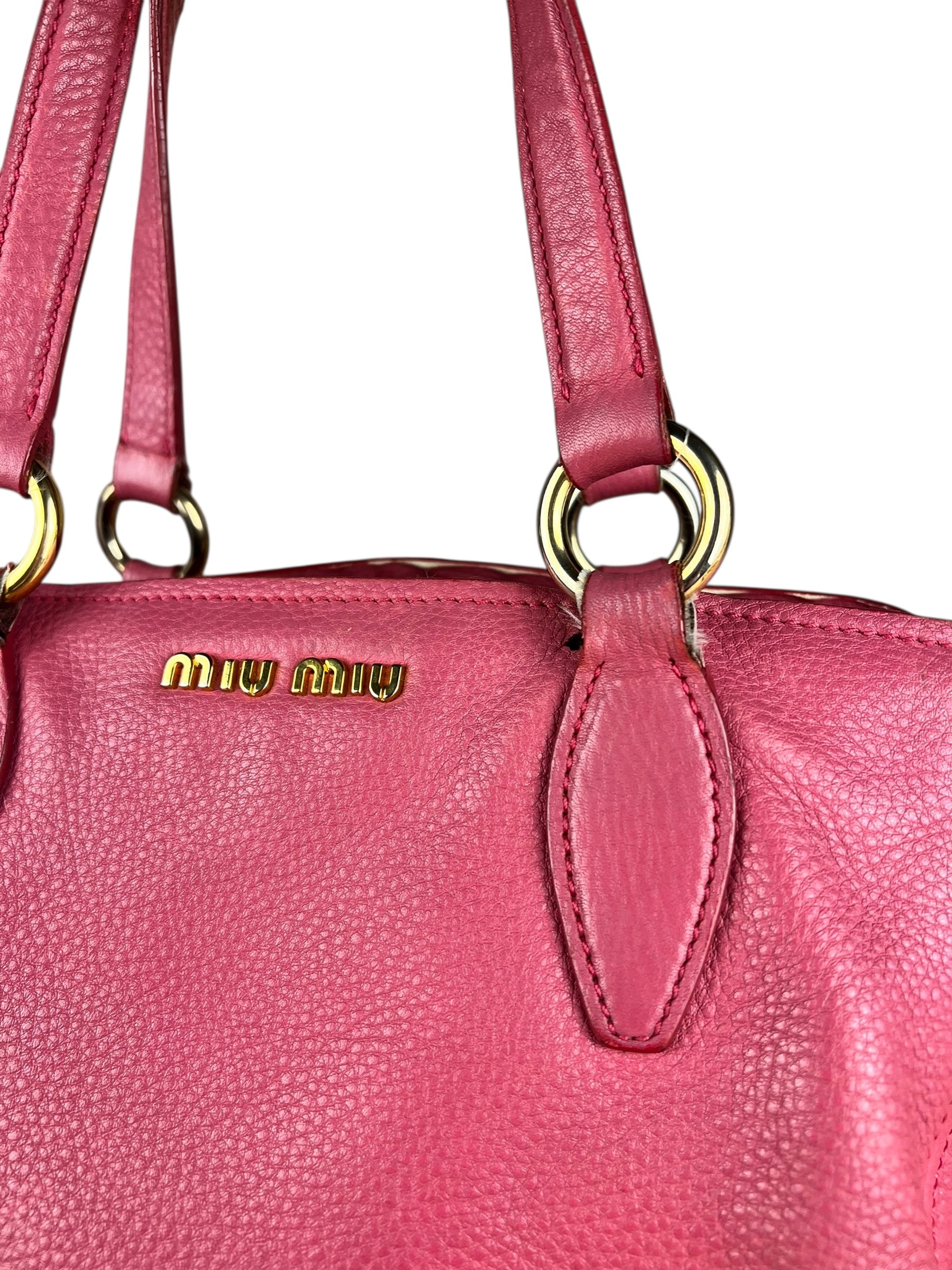 Miu Miu Pink Leather 2Way Tote Bag