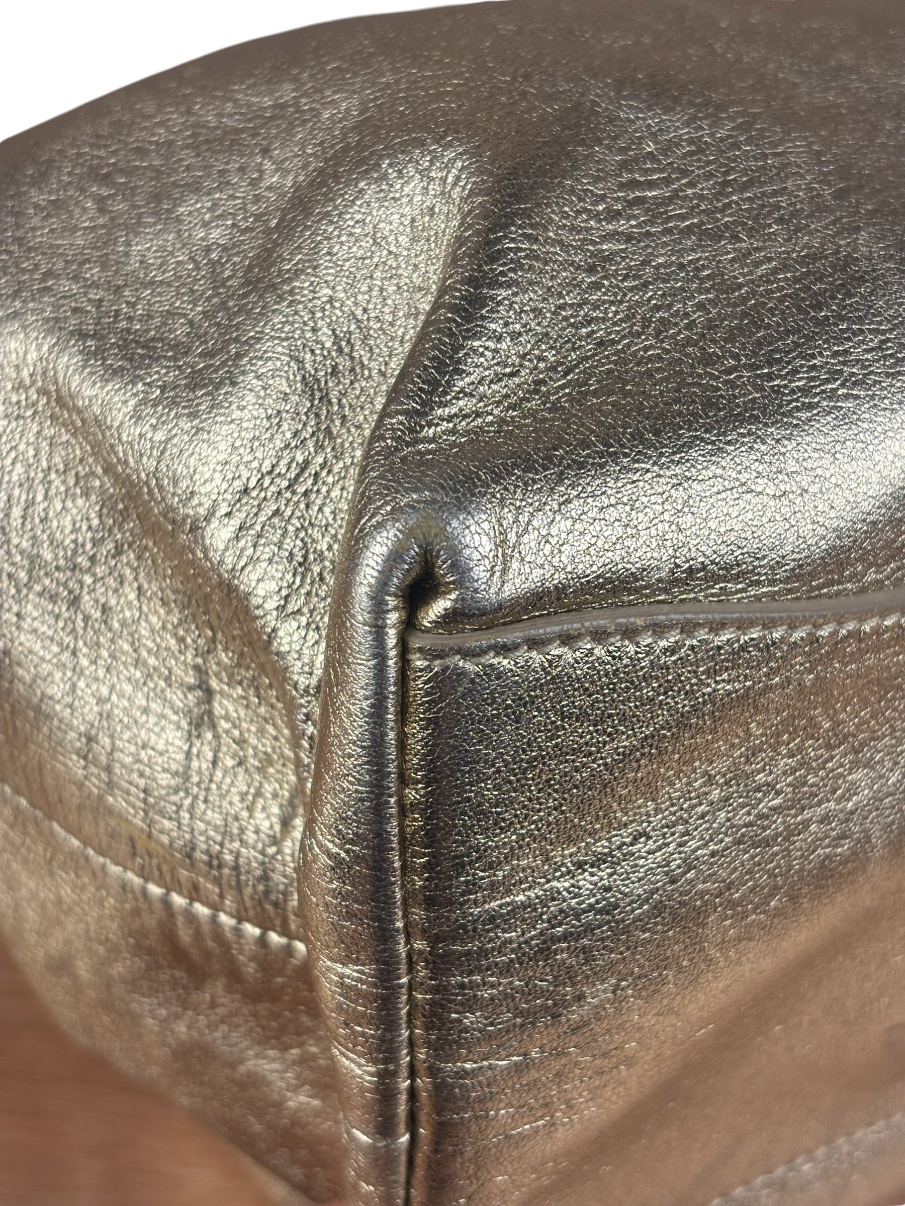 Prada Vintage Metallic Gold Leather Satchel Handbag