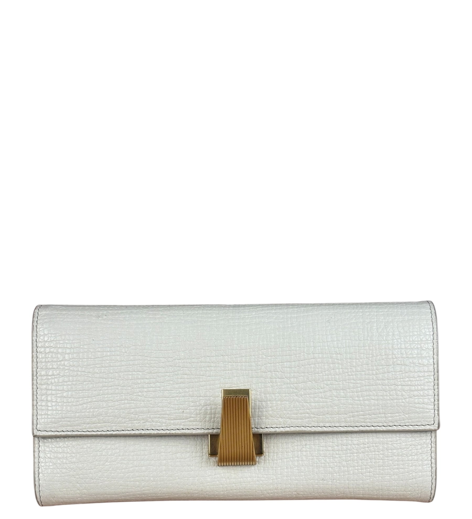 Bottega Veneta White Leather Palmellato Angle Long Wallet