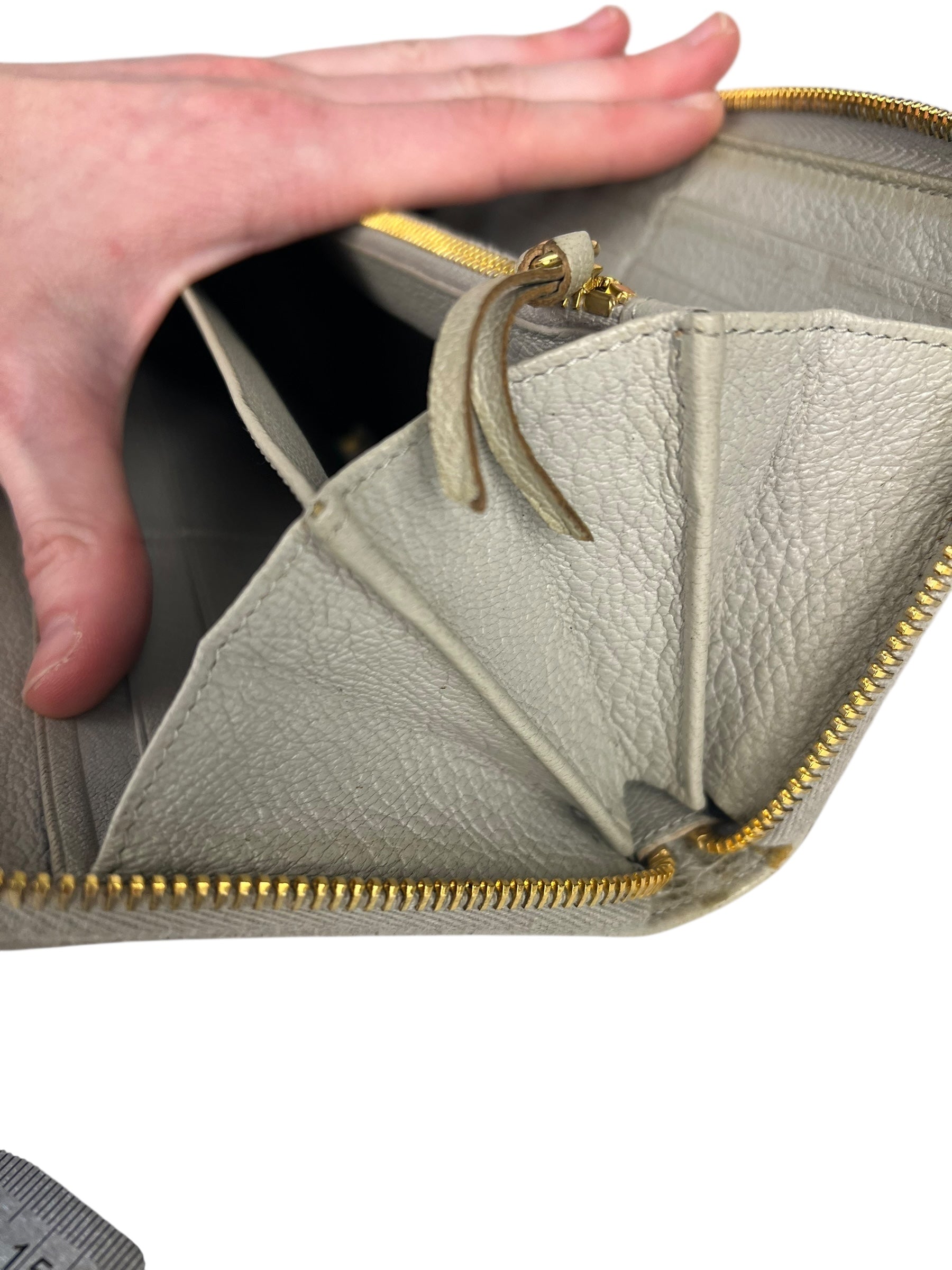 Balenciaga Grey Leather Moto Long Wallet