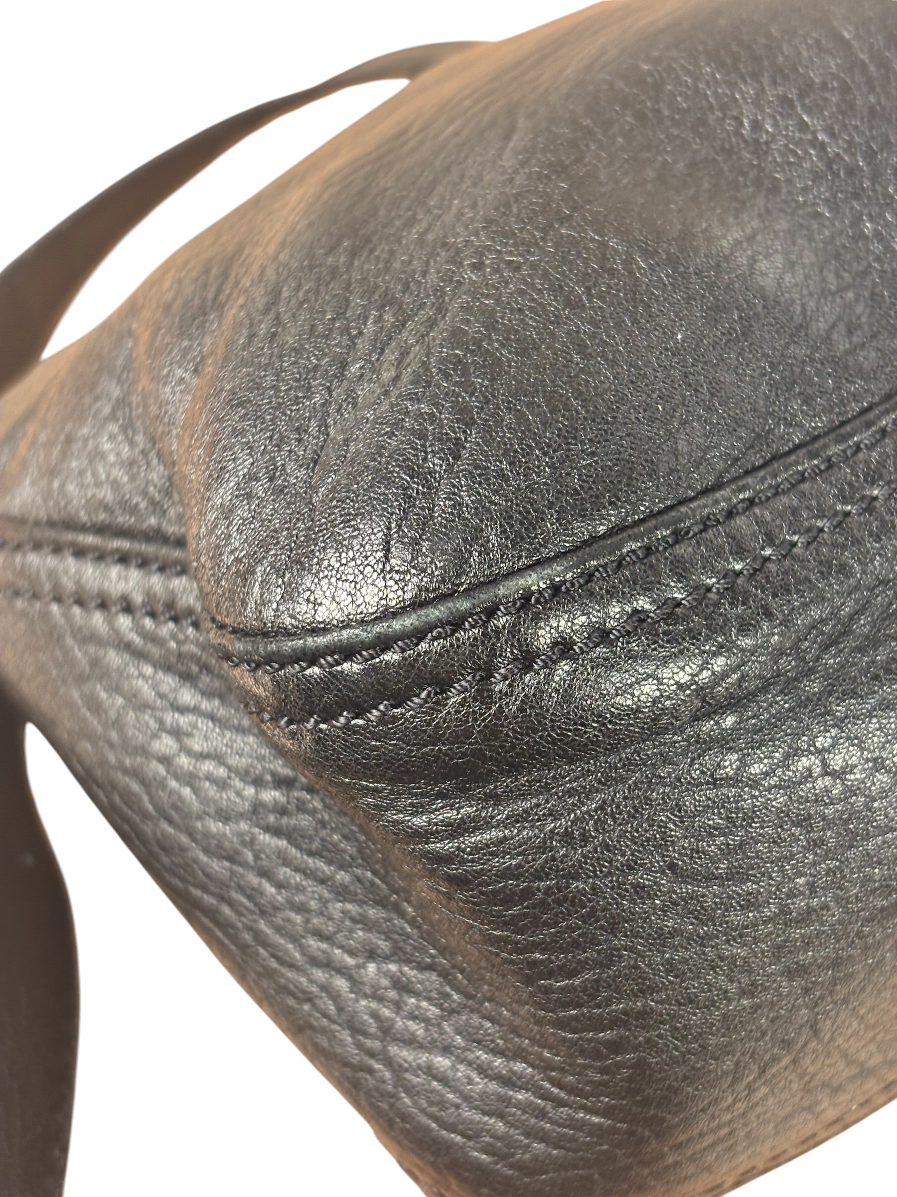 Fendi Vintage Black Leather Double Flap Baguette