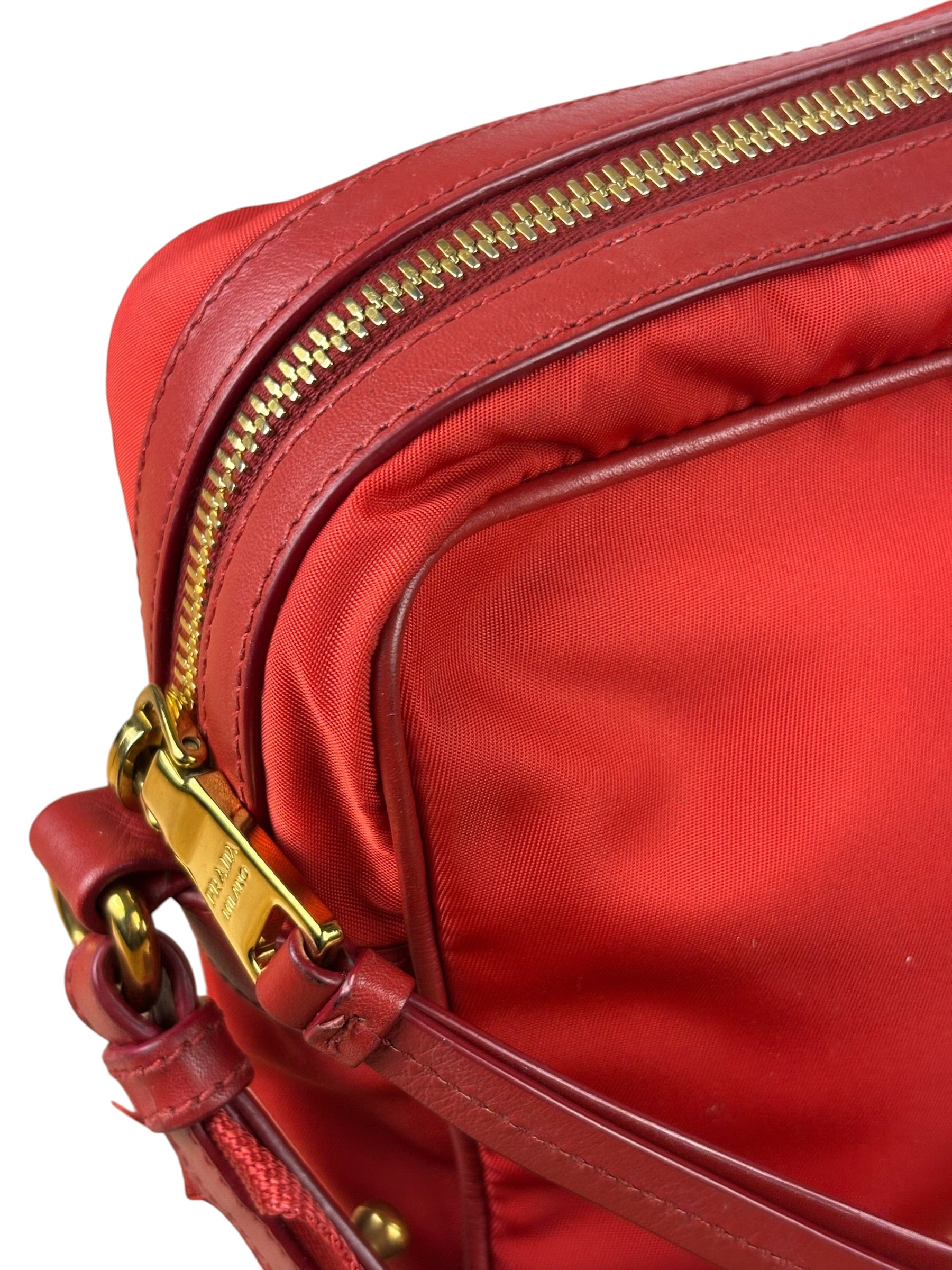 Prada Red Nylon Camera Crossbody Bag