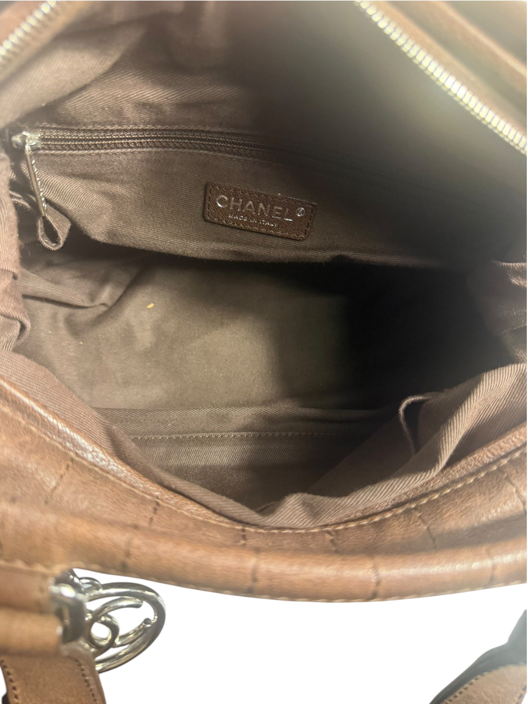 Chanel Brown Leather Essential Square Stitch Bowler Bag 2007